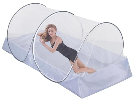 Wpsagek Faltbares Moskitonetz Für Einzelbett, Pop-up Moskitonetz Bett Für Camping Parks Hinterhöfe, Outdoor Fliegennetz Mit Seitlichem Reißverschluss
