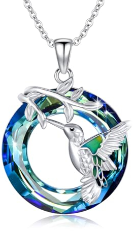 OHAYOO Kolibri Halsketten für Frauen 925 Sterling Silber Kolibri Kristall Halskette Kolibri Anhänger Schmuck Geschenke für Damen und Mädchen