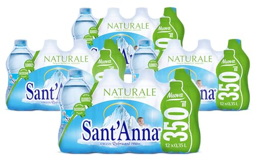 Acqua Sant'Anna Pack 0,35L Naturale | 48 bottiglie formato da borsetta | Acqua Minerale Naturale Oligominerale Minimamente mineralizzata | Bottiglie di Plastica 100% Riciclabile