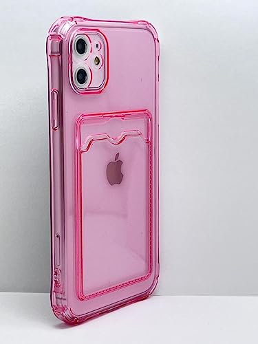 OLIVIA'S PHONES Cases For iPhone 12 Pro Max (6.7) Clear Pink Card Holder Tough Protective Smartphone Case Cover