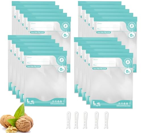 Annalocker 20 Sacs de Rangement pour Scellant sous Vide, 26×34cm Sacs Réutilisables pour Scellant Alimentaire sous Vide, Idéal pour la Conservation des Aliments en Camping Vacuum fresh bag