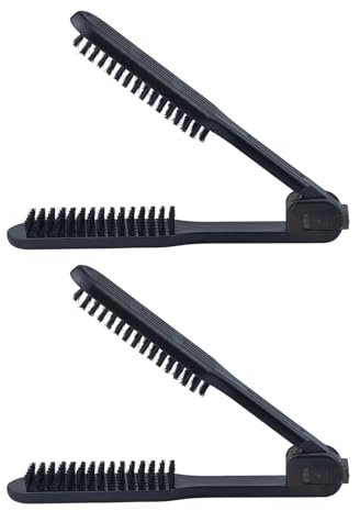 Doppelseitiger Haarglätterkamm, Haarglättung Kamm Hitzebeständige Antistatische Haarentwirrbürste mit Griff, Haarkamm Glättklemme Haarglätter Klemmbürste für das Haarstyling
