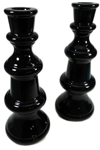 2er Set Kerzenleuchter schwarz je 23 x 9 cm Ø Kerzenständer Candle Deko GTT J254
