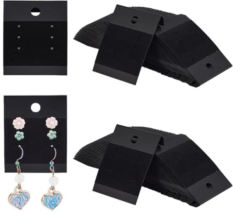 PH PandaHall Ohrring-Displaykarte - 100 Stück, Schwarz, Samt, Hängend, Klassisch, Ohrring-Aufbewahrung, DIY, Geschenk