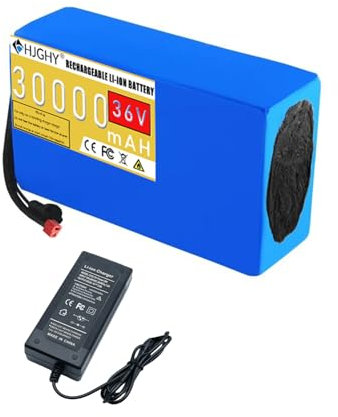 HJGHY 36V Elektrofahrradakku 36V 30Ah Ebike Lithiumbatterie mit Ladegerät Lithium-Akkupack 36V Rollerbatterie,T Plug,36V 30Ah