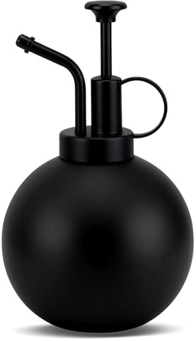 Niboow 500ml Acciaio Inossidabile Bottiglia Spray per Piante, Metallo Spruzzatore Nebulizzatore con Pompa Superiore, Piccolo Annaffiatoio Spruzzino Dispenser per Fiori/Piante/Orchidee Bonsai (Nero)