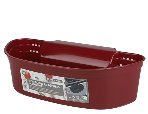 Urban Living Hanging Kitchen Waste Bin Over Cabinet Drawer Door Kitchen Counter Small Hanging Trash Can Garbage Dustbin Basket for Food Scraps Veg Peelings (Dark Red)