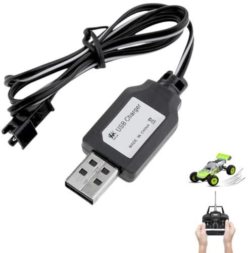 TECHZOCO USB-Ladekabel für ferngesteuertes Auto, USB-Ladegerät, SM-2P-Stecker, geeignet für ferngesteuertes Auto, ferngesteuertes Boot, Flugzeug, Drohne, Modelle und andere ferngesteuerte Spielzeuge