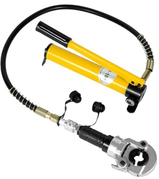 YUNRUX Hydraulische Crimpzange 6T Hydraulik Rohrpresszange 360°Kopf Quetschzange Presszange Handpressezange Radialpresse Crimpzange Kabelschuhe Zange mit 9 stück Crimpeinsätzen V-förmige TH-förmigen