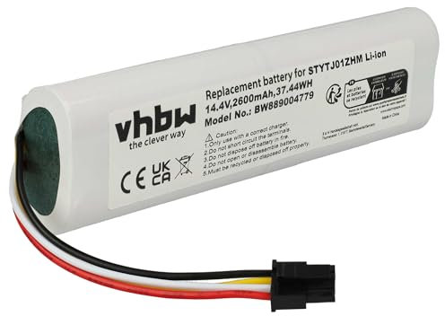 vhbw Batterie Compatible avec Xiaomi Roborock S51, S552, S55, S4 S452-00, S5, S50 Robot électroménager (2600mAh, 14,4V, Li-ION, sans boîtier)