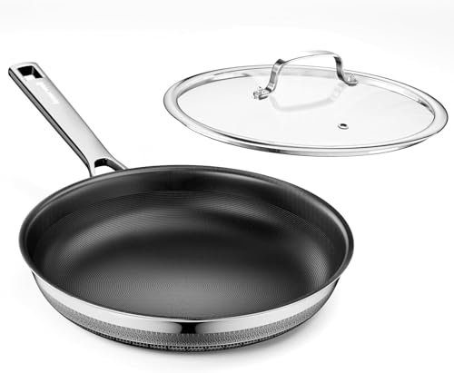 Innerwell Titan Keramik Bratpfanne 24 cm, Induktion Pfanne mit Deckel, Edelstahl Pfanne mit Antihaftbeschichtung, Backofenfest, PFOA-frei, für alle Herdarten, Schwarz