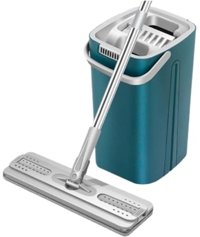 OUYUE Wischmopp Bodenwischer Mopp-Set Reinigungswerkzeuge Bodenreiniger Mops Mit Eimer Küche Sauber Flach Squeeze Mop Wischmopp für Die Reinigung(Blue)