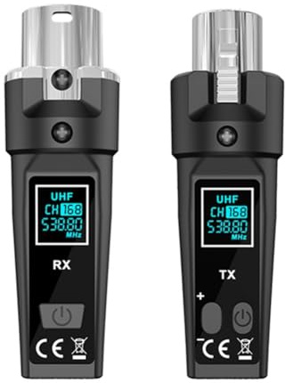 Aboiled UHF Wireless Microphone Converter Adapter XLR Transmitter and Receiver Wireless Microphone Transmitter for Dynamic Microphone Guitar Audio Mixer