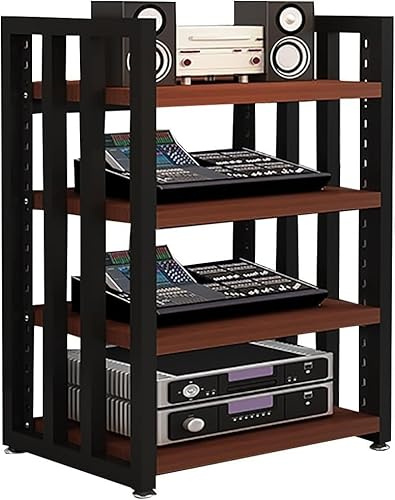 Estante HiFi para Equipos de música, Tocadiscos, Multimedia de 4 Niveles, Mueble HiFi con estantes Ajustables, para componentes HiFi en casa, Oficina, Audio, vídeo, DJ, Cine (Estilo 1)