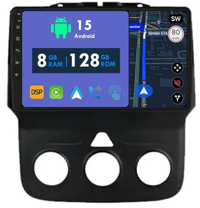 RoverOne 8G+128G CarPlay Stereo für Dodge RAM 1500 2500 2013-2018 mit Android Auto Radio GPS Navi Bluetooth RDS WiFi Touchscreen Head Unit Multimedia Player