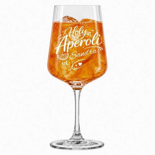 Aperol Spritz Glas mit Name - Personalisiertes Weinglas mit Gravur | Aperol Glas mit Wunschname | Geschenk Freundin Geburtstag Muttertag | Lasergravur (Holy Aperoly)