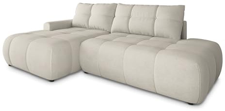 Masseno Ecksofa FLUMA CL L-S mit Schlaffunktion L-Form, Modern Sofa mit Bettkasten, Wohnzimmersofa, Couch, Soffa, Bettsofa, Couchgarnitur - Creme, Castel 03