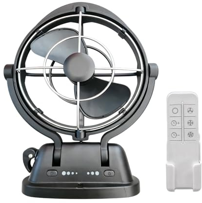 KieTeiiK 3 Speed Adjustable 12V 24V Vehicle Fan with Remote and Timer 1800rpm 3 Speed for Trucks Buses and Boats Truck Fan