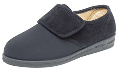 Comfylux Womens Superwide Washable Stretch Slippers With Touch Fastener Black (EEEE Fitting)
