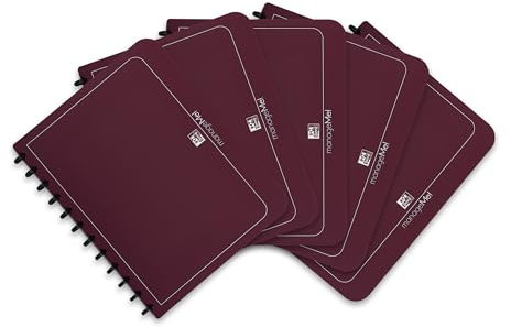 Oxford Ring-Mappe A4, manageMe, Präsentations-Buch mit 25 Hüllen, Vario-Zipp, Austausch- und erweiterbar, bordeaux, 5 Stück