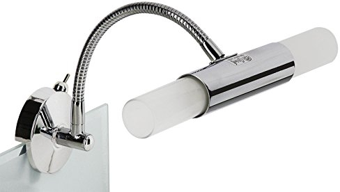 Trango Modern 2-flammig Spiegelleuchte 2162-028B *FLEXI* Spiegel Clip-Leuchte mit schwenkbar Flexarm in Chrom inkl. 2x G9 LED Leuchtmittel - 2x satiniertes Glas & ON/OFF Schalter – Spiegellampe