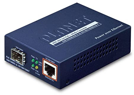 Planet 802.3at PoE Media Converter SFP 10/100/1000Base-T to SFP Open Slot Incl. PSU Without SFP Module