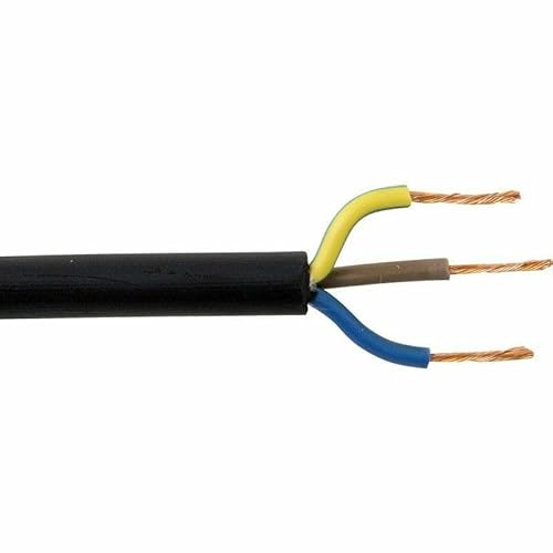 Black 3183TRS 3 Core 1mm 10 Amp Tough Rubber Flexible Cable Cut to Length (5 Meters)