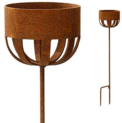Kerzenhalter 82cm Rost Deko Outdoor-Kerzen Stecker Gartendeko Topfhalter Stab Edelrost Beetstecker