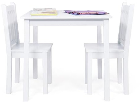 Humble Crew TC741 Kindermöbel - Quadratischer Holztisch für Kinder mit 2 Stühlen, Weiß