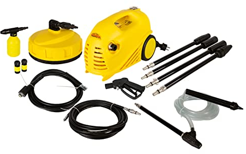 Mauk Hochdruckreiniger-Komplettset ! (Sandstrahlkit; Schaumdüse; Terassenreiniger; 5 m Rohrreinigungsschlauch; Schlauchadapter; Flächenreiniger) 1.650Watt; max. Druck: 105 bar;