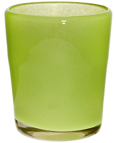 CRISTALICA Bouquet Vase Blumenvase Übertopf Colori Limette H 17 cm D 15 cm Handgeformt Mundgeblasenes Glas Tischvase