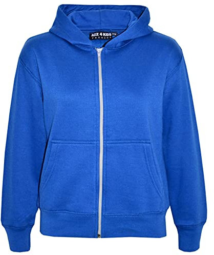 A2Z 4 Kids Girls Boys Classic Plain Tie Dye Print Full Zip Up Hooded Zipper Top Jacket - Zipper Royal 5-6