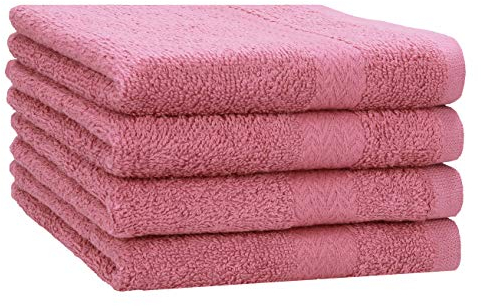 Betz Lot de 4 Serviettes de Toilette Premium 100% Coton 50x100 cm Vieux Rose