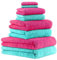 Betz 8er Set Handtücher Handtuch Deluxe 100% Baumwolle 2 Badetücher 2 Duschtücher 2 Handtücher 2 Seiftücher Farbe Fuchsia und türkis