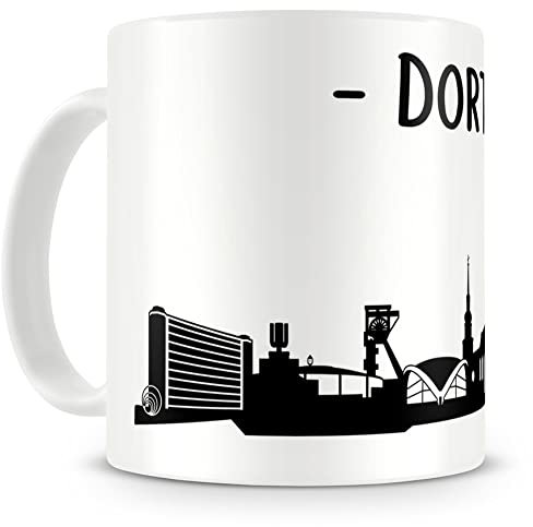 Samunshi® Dortmund Skyline Tasse Kaffeetasse Teetasse H:95mm/D:82mm weiß