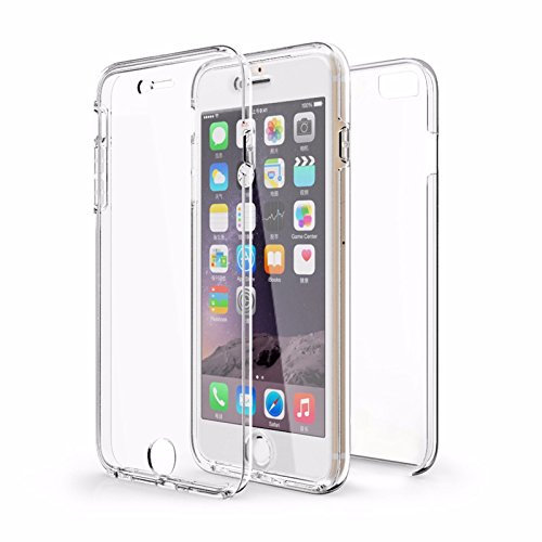 NWNK13 For iPhone Case Crystal Clear Slim Fit Front & Back 360° Case Built-in Screen Protector Transparent Full Body Silicone Gel Mobile Phone Cover (Clear, iPhone 6Plus & 6SPlus)