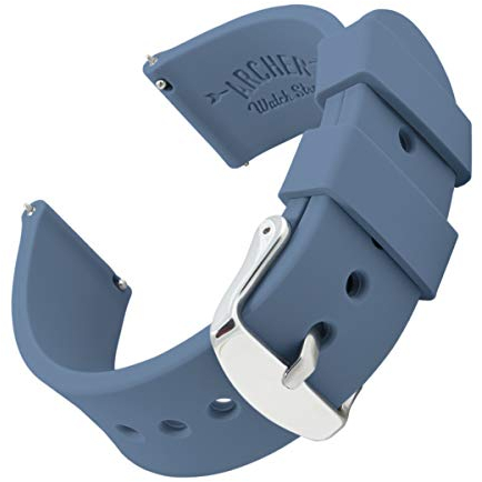 Archer Watch Straps - Bracelets de Montre en Silicone à Dégagement Rapide (Bleu Acier, 18mm)