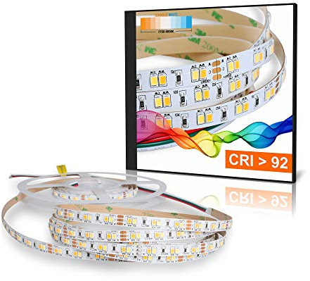 Mextronic LED Streifen LED Band LED Strip 2835 TUNABLE WHITE (2700-6000K) CRI 92 72W 5 Meter 24V IP20
