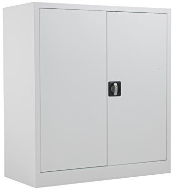 Office Hippo Steel Storage Cabinet, Lockable Cabinet, Double Door Metal Storage Cabinet With 2 Height Adjustable Shelves, Metal Cabinet With 50kg Load Capacity Per Shelf - White