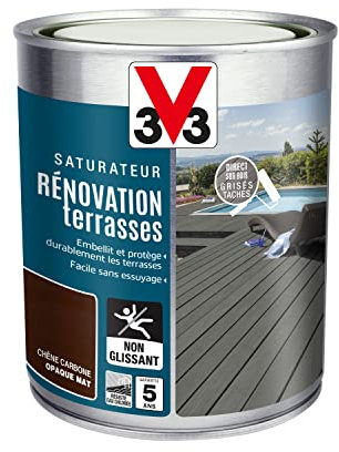 V33 Saturateur Rénovation Terrasses Et Bardages, Chêne Carbone 1L