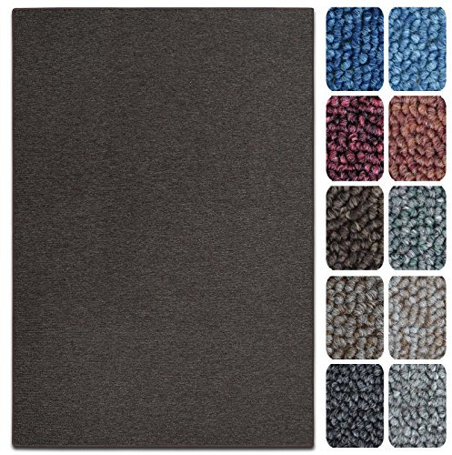 casa pura Teppich London | viele Größen | pflegeleichter Flacher Schlingenflor | Flurteppich, Wohnzimmerteppich, Küchenteppich, Schlafzimmerteppich (Dunkelbraun - 200x200 cm)