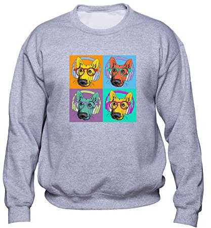 EUGINE DREAM German Shepherd with Headphones Pop Art Unisex Sweatshirt Grau 4XL