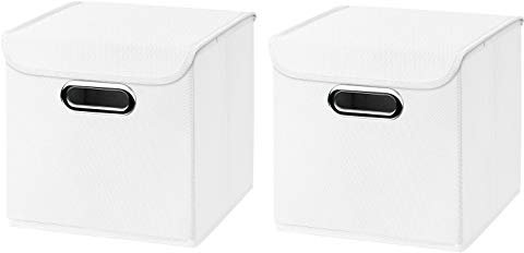 CM3 2 Stück weiß Faltbox 25 x 25 x 25 cm Aufbewahrungsbox faltbar, mit Deckel