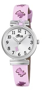 LOTUS Montre pour Enfants 18628/2 Outlet Boîtier en Acier Inoxydable Gris Bracelet en Cuir Rose
