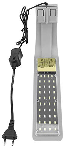 Luz LED Acuario, 15W Lámpara de tanque de pescado con sensor de temperatura de agua a prueba de agua portátil con soportes extensibles para decoración del hogar, agua dulce, agua de mar