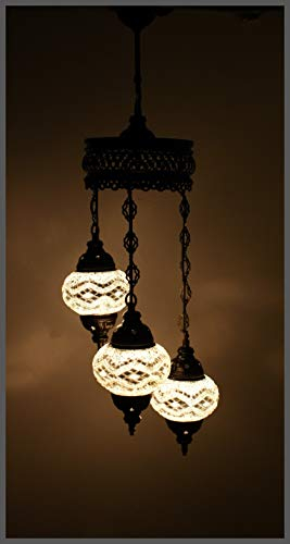 Samarkand - Lights Handgefertigte Orientalische Mosaiklampe Mosaik Glas Hänge Lampe Pendelleuchte Deckenleuchte Aussenleuchte Handarbeit Hängeleuchte Hängelampe Größe 2 / SILBER