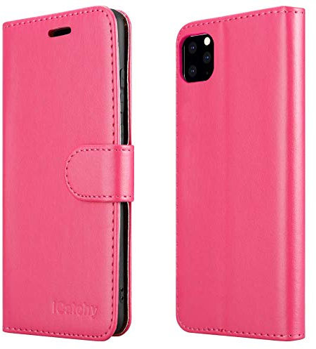 iCatchy for iPhone 11 Pro Case 5.8-Inch Leather Wallet Book Flip Folio Stand View Magnetic Protect Cover compatible with iPhone 11 Pro 5.8-Inch Phone (Pink)
