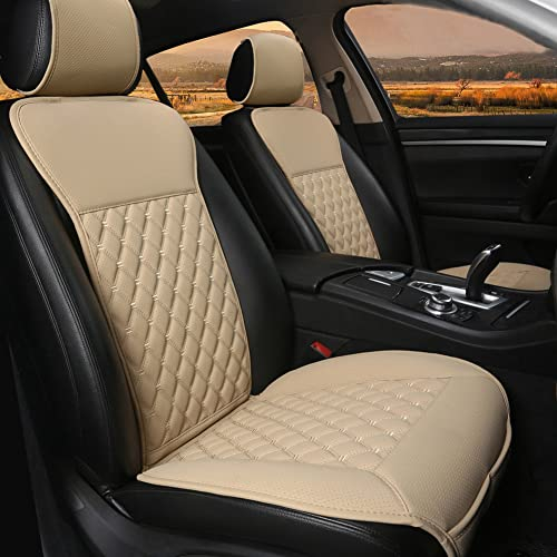 Black Panther 1 Paar Luxus Sitzauflagen Auto mit Rückenlehne Autozubehör Geeignet für Vier Jahreszeiten, Keine Sitzheizung (Beige)