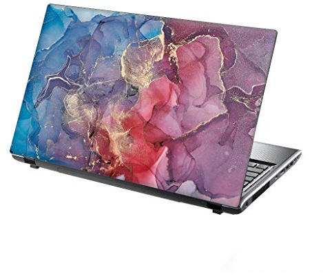 TaylorHe Laptop-Aufkleber, Vinyl, hergestellt in England, buntes abstraktes Gemälde, Mischung aus Rosa, Gold, Blau, 34 x 23,5 cm