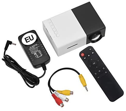 Mini proyector LED, 320 x 240 HD HDMI AV USB TF Reproductor Multimedia 600LM de Audio de 3.5 mm Proyector de Cine portátil Apoyo a los niños presentes, Juego de Fiesta(Negro UE)